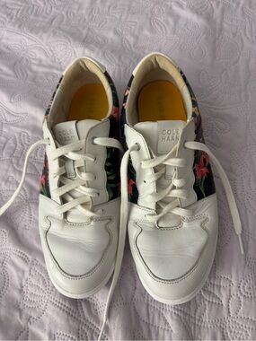 Cole Haan White Sneakers with Black Floral Sides